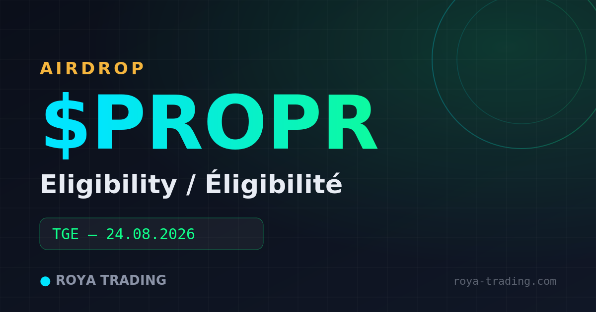 Éligibilité à l'airdrop $PROPR — qui est concerné, comment les points se convertissent et comment vérifier son solde avant le snapshot du 24 août 2026